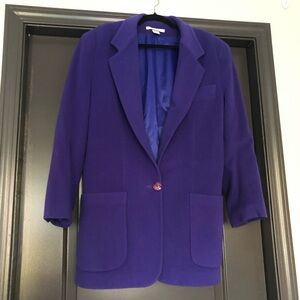 The Limited lined Wool cashmere purple single button jacket blazer with pockets